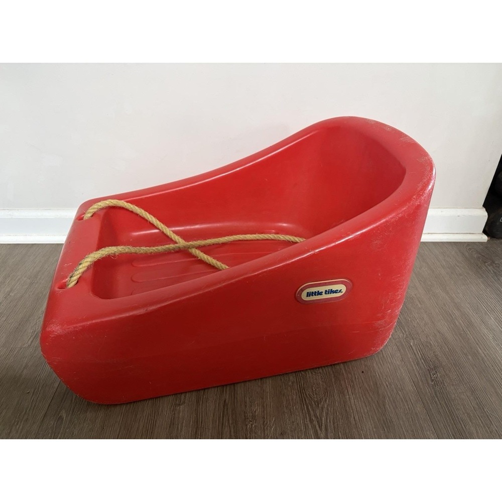 Vintage Little Tikes Toddler Child Size Red Plastic Snow Sled Sledding Christmas